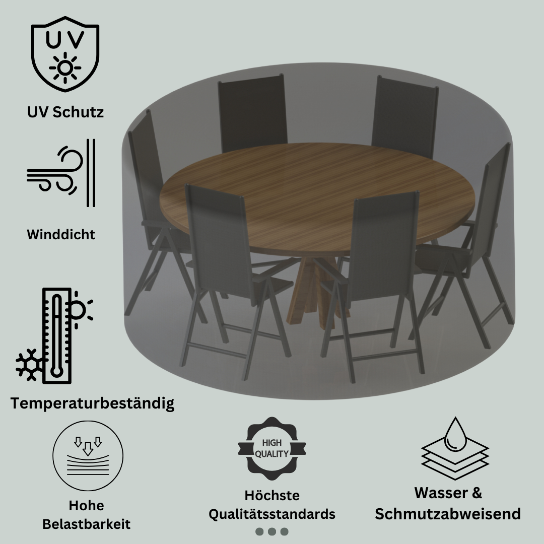 Jéto Sitzgruppe Rund Schutzhülle - Basic Line - 200cm - PE Gewebe