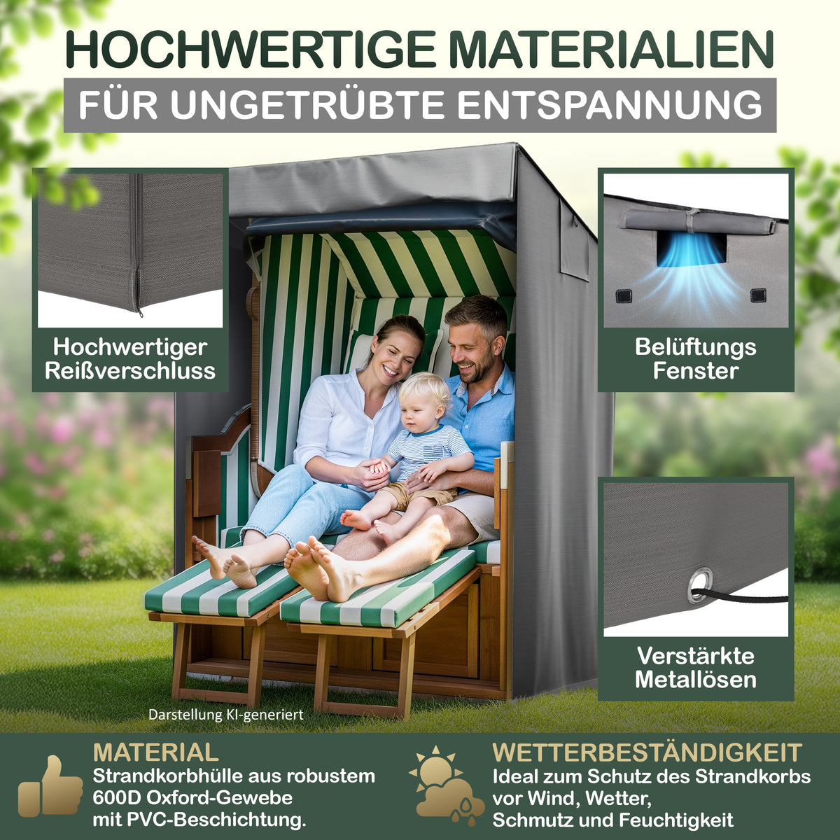 Jéto Strandkorb Schutzhülle Premium Line - Oxford 600D - für 120cm breit