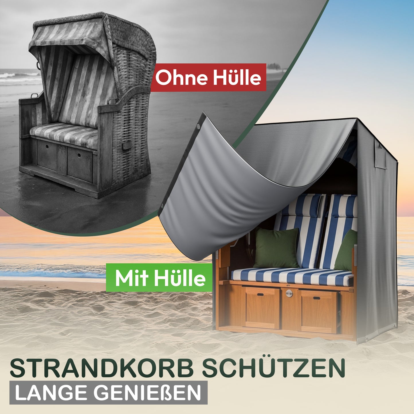 Jéto Strandkorb Schutzhülle Premium Line - Oxford 600D - für 120cm breit