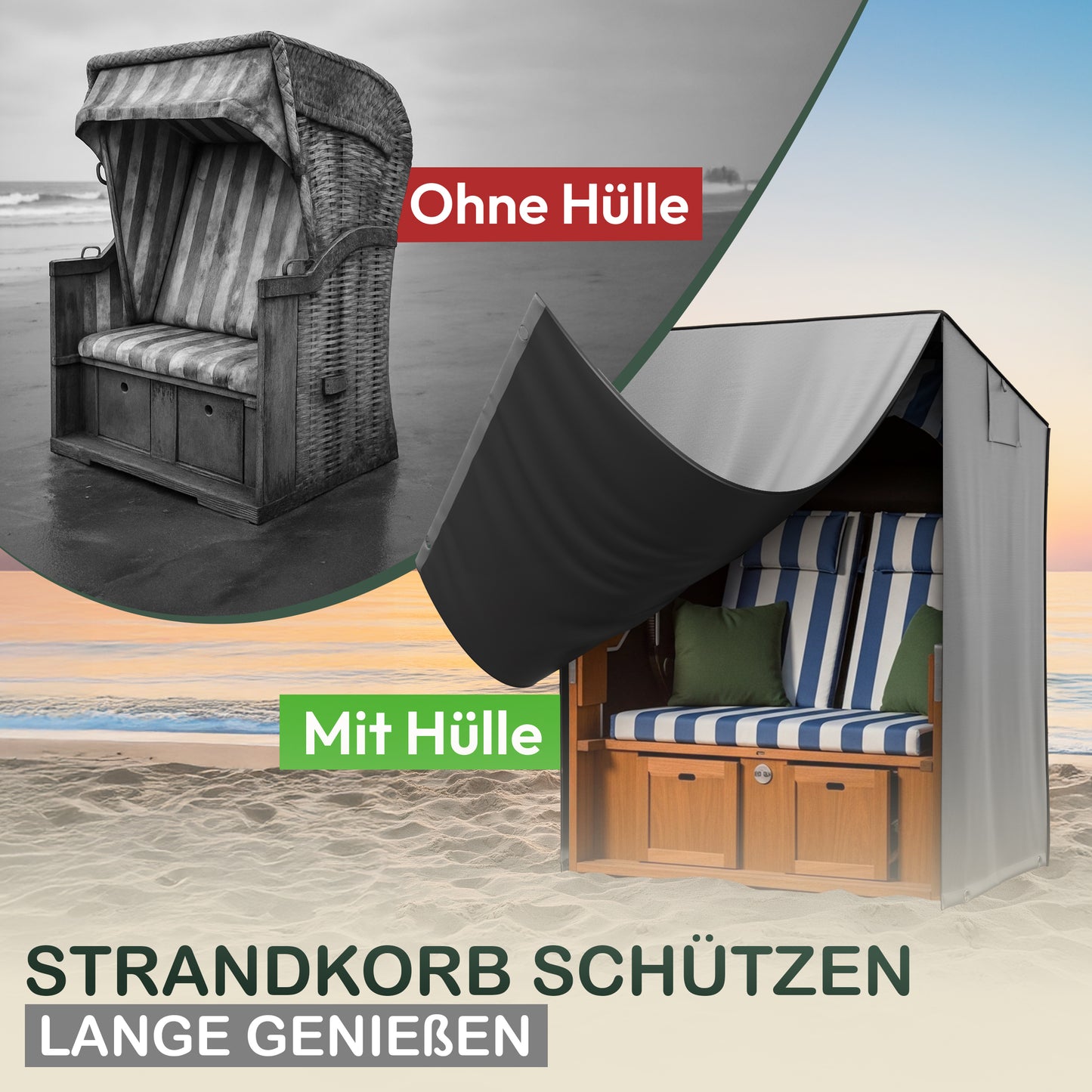 Jéto Strandkorb Schutzhülle Luxus Line - Oxford 600D - für 120cm breit