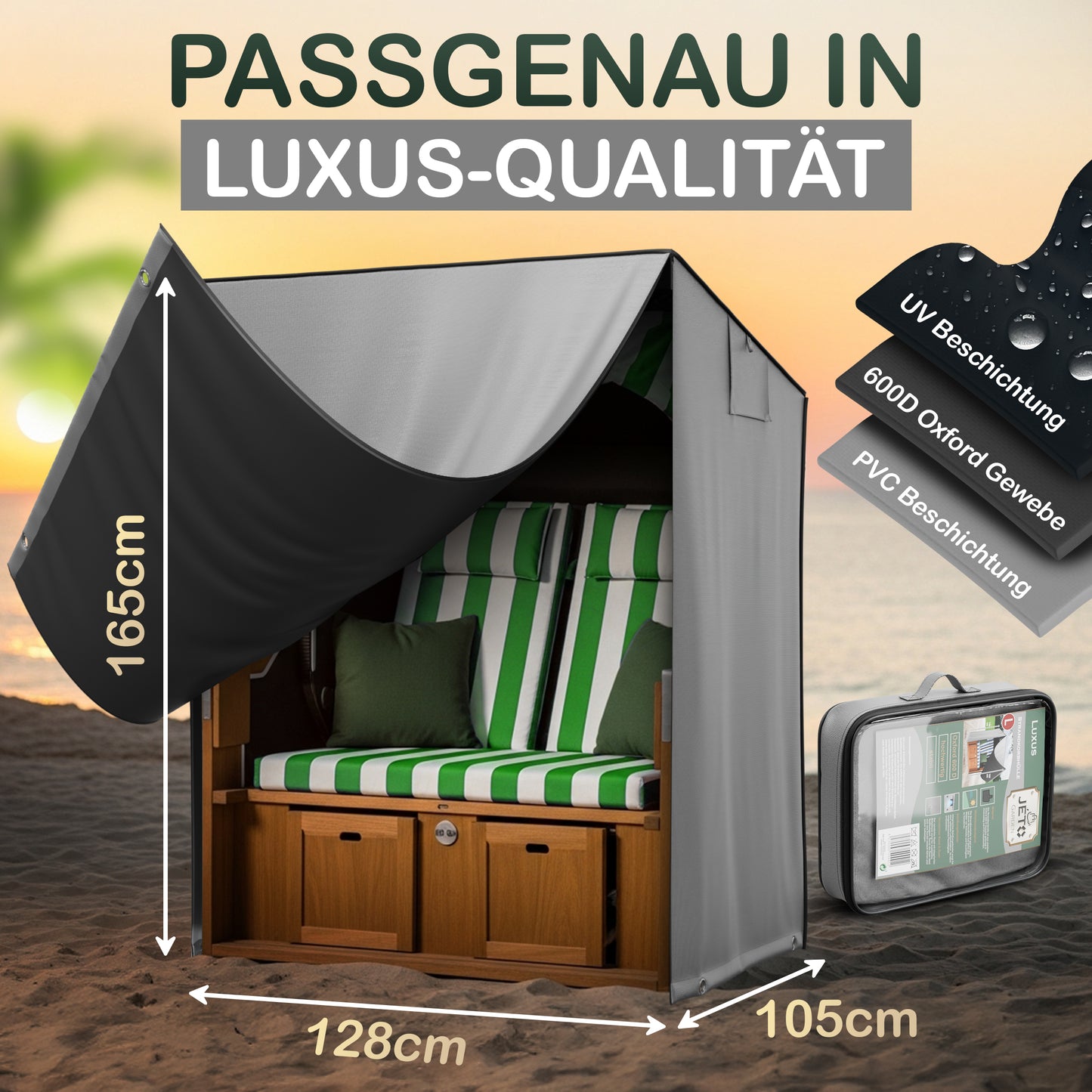 Jéto Strandkorb Schutzhülle Luxus Line - Oxford 600D - für 120cm breit
