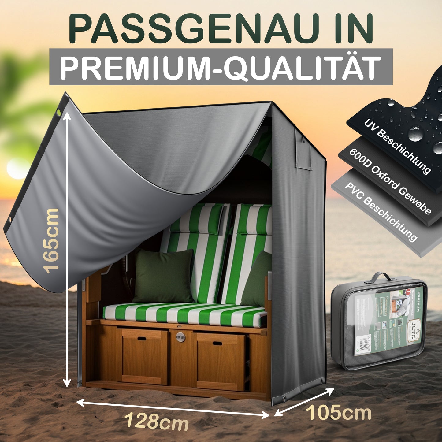 Jéto Strandkorb Schutzhülle Premium Line - Oxford 600D - für 120cm breit