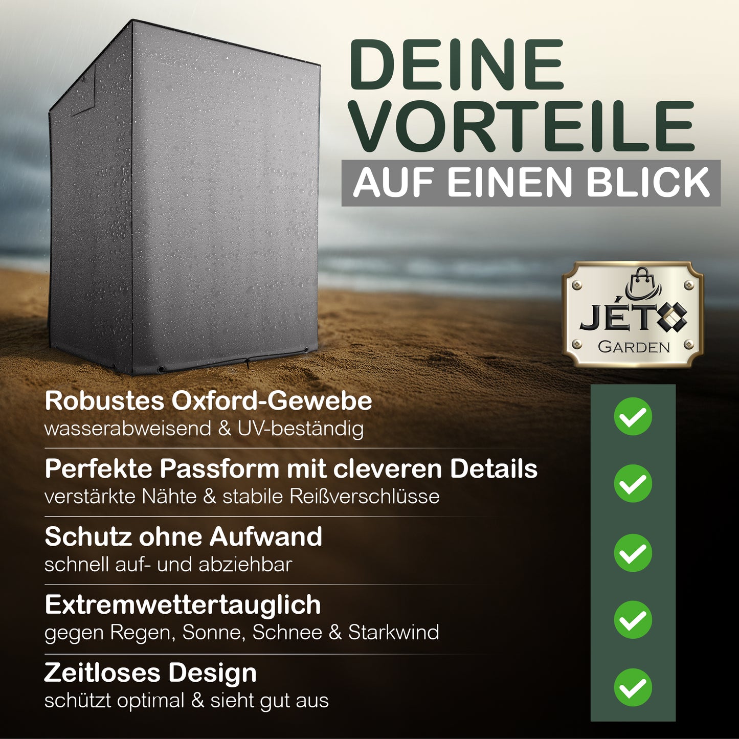 Jéto Strandkorb Schutzhülle Luxus Line - Oxford 600D - für 120cm breit